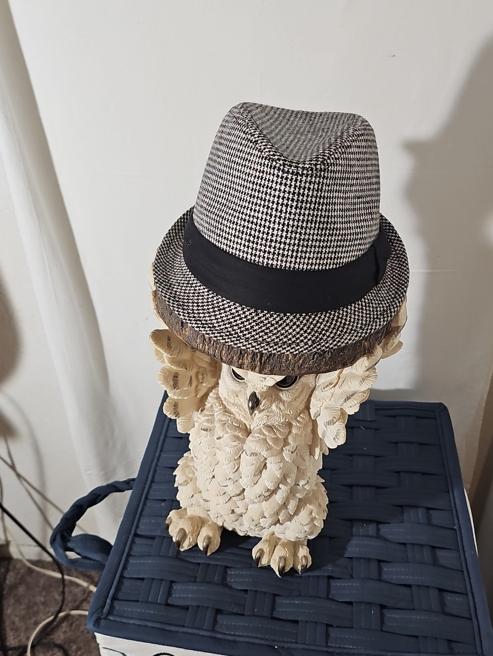 Men's Black & White Houndstooth Fedora with Black Band
